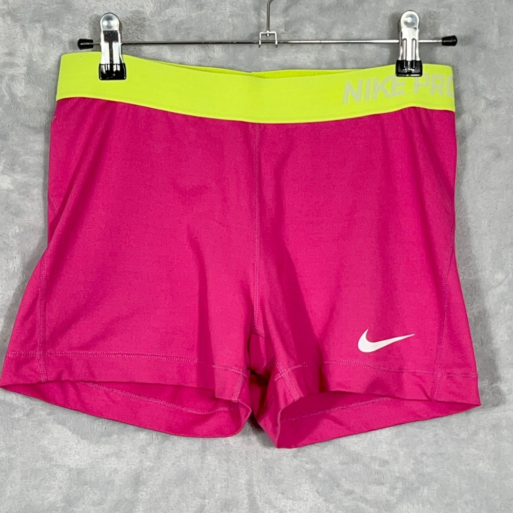 Nike Womens Shorts L Pink Pro Compression 3 Inch Neon Dri-FIT Athletic Gym